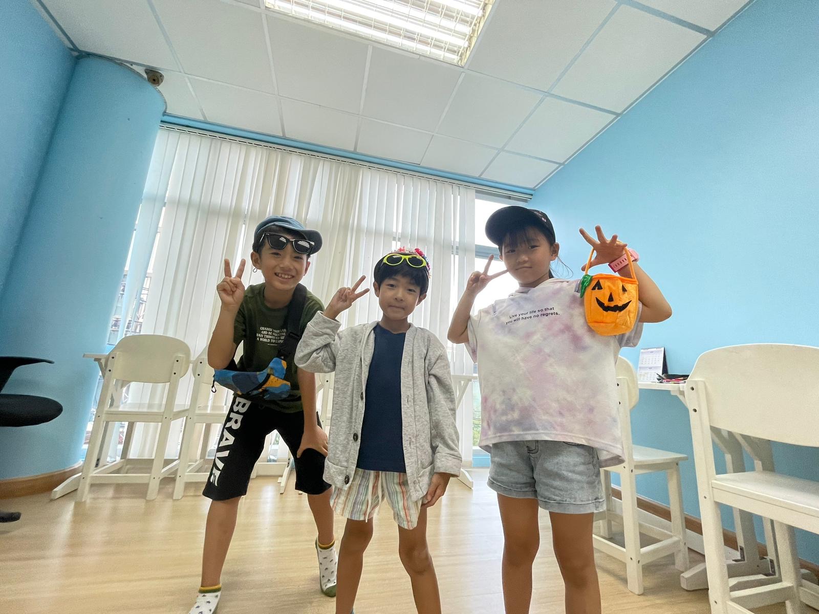 Students participating in interactive English activities